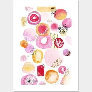 Sunny morning in a peach garden Posters and Art